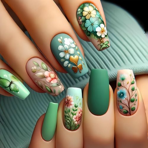 Colorful Flower Square Short Cute Machine Made 24pcs Press on Nails Ballerina Half Handmade Wholesale Acrylic Nails