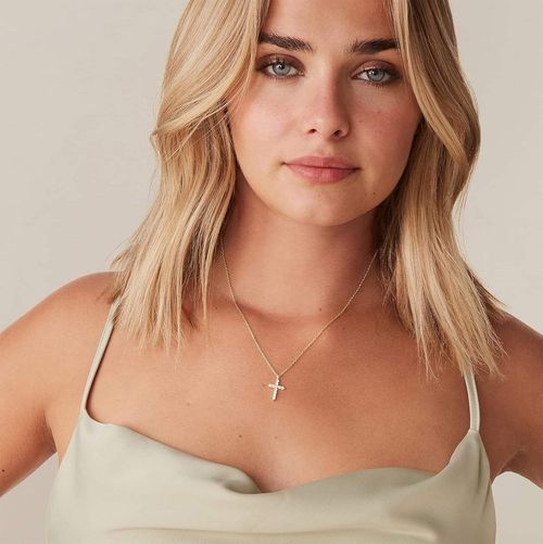 2025 14K Gold Plated Cubic Zirconia Cross Necklace for Women Cross Faith Pendant Necklaces