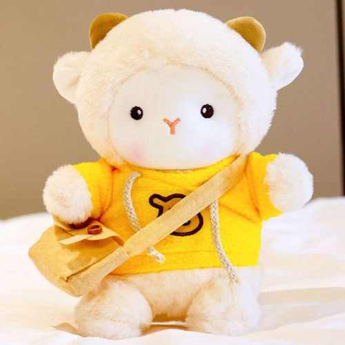 Mengai Cute Pork Lamb Plush Doll Bed Sleeping Ragdoll Pillow PP Cotton Filling Birthday Gift for Girls