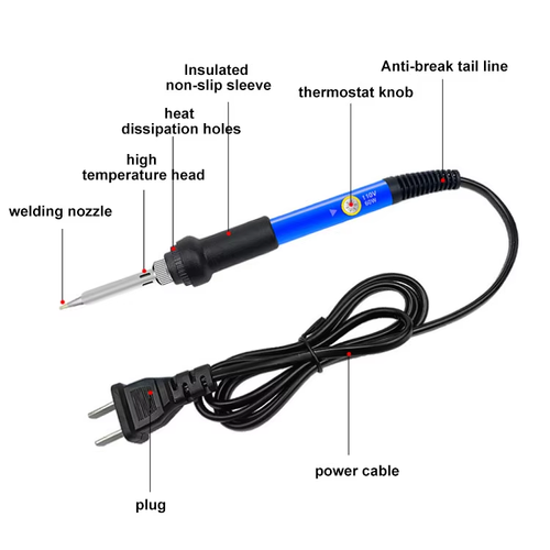 Adjustable Temperature 60W Small Household Electric Iron Internal Heat Convenient for Small Maintenance Soldering