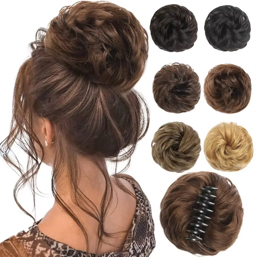 Messy Beauty Wig Female Bun Curly Extended Short Hair Synthetic Hair Donut Curly Hair Claw Clip Wig