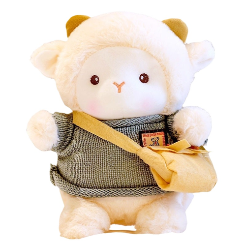Mengai Cute Pork Lamb Plush Doll Bed Sleeping Ragdoll Pillow PP Cotton Filling Birthday Gift for Girls
