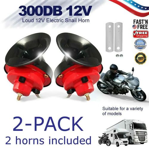 Super Loud Train Horns, 12V Waterproof Durable Car Air Electric Snail Horn, Raging Sound Air Horns Replacement Kit, Automotive Accessories Universal for Car, Motorcycle, Truck, Bike, Boat (Red)