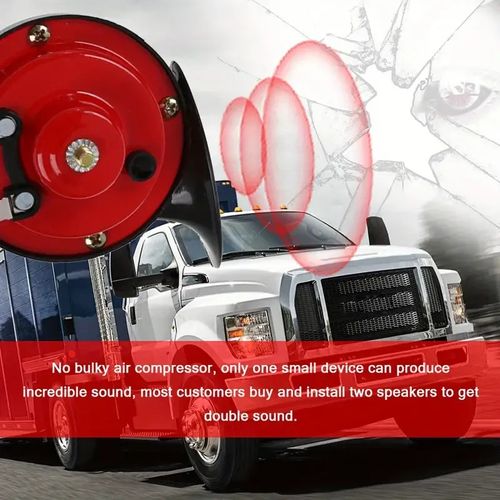 Super Loud Train Horns, 12V Waterproof Durable Car Air Electric Snail Horn, Raging Sound Air Horns Replacement Kit, Automotive Accessories Universal for Car, Motorcycle, Truck, Bike, Boat (Red)