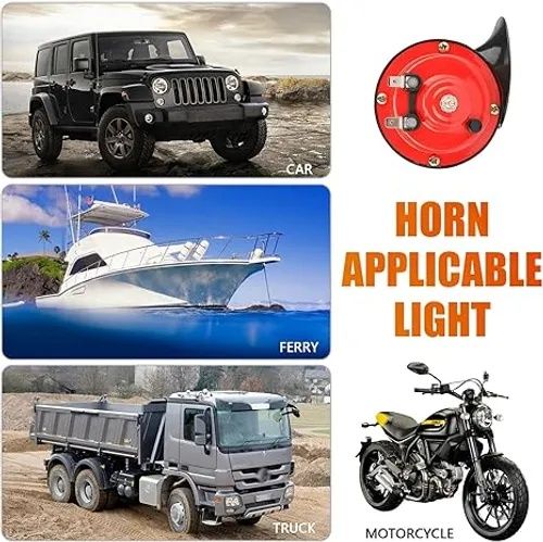 Super Loud Train Horns, 12V Waterproof Durable Car Air Electric Snail Horn, Raging Sound Air Horns Replacement Kit, Automotive Accessories Universal for Car, Motorcycle, Truck, Bike, Boat (Red)