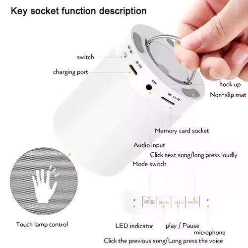 Smart bluetooth speaker with clapping light and color touch light