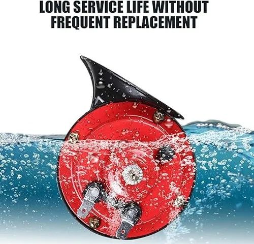 Super Loud Train Horns, 12V Waterproof Durable Car Air Electric Snail Horn, Raging Sound Air Horns Replacement Kit, Automotive Accessories Universal for Car, Motorcycle, Truck, Bike, Boat (Red)