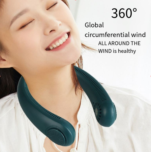 Bladeless neck hanging fan USB charging silicone 360 ​​degree adjustable creative fan folding