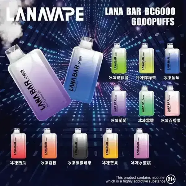 【6000口】LANA拋棄式電子煙｜3.5%尼古丁｜Type-C快充｜台灣現貨