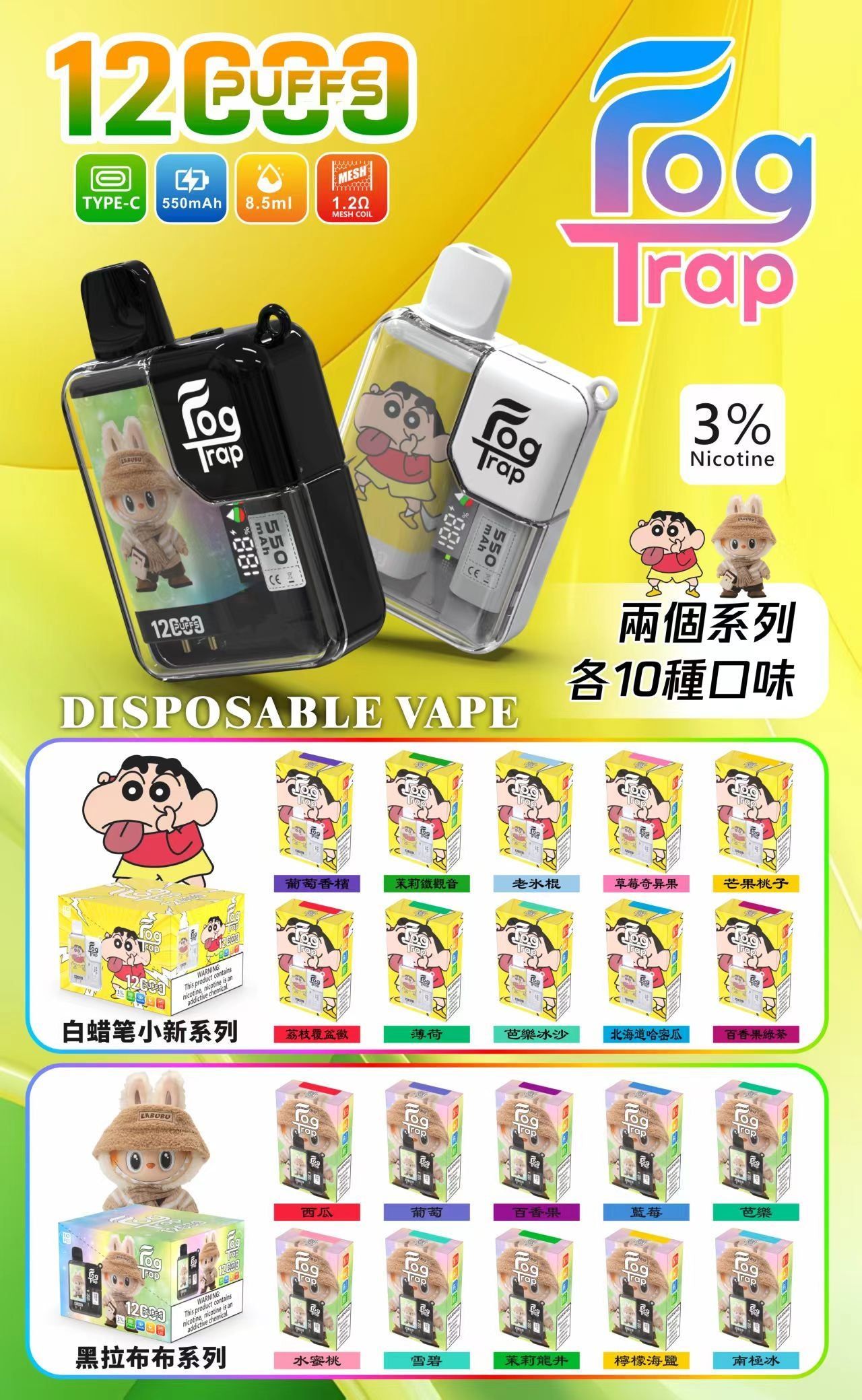 Fog Trap 12000 LABUBU 聯名款 蠟筆小新系列