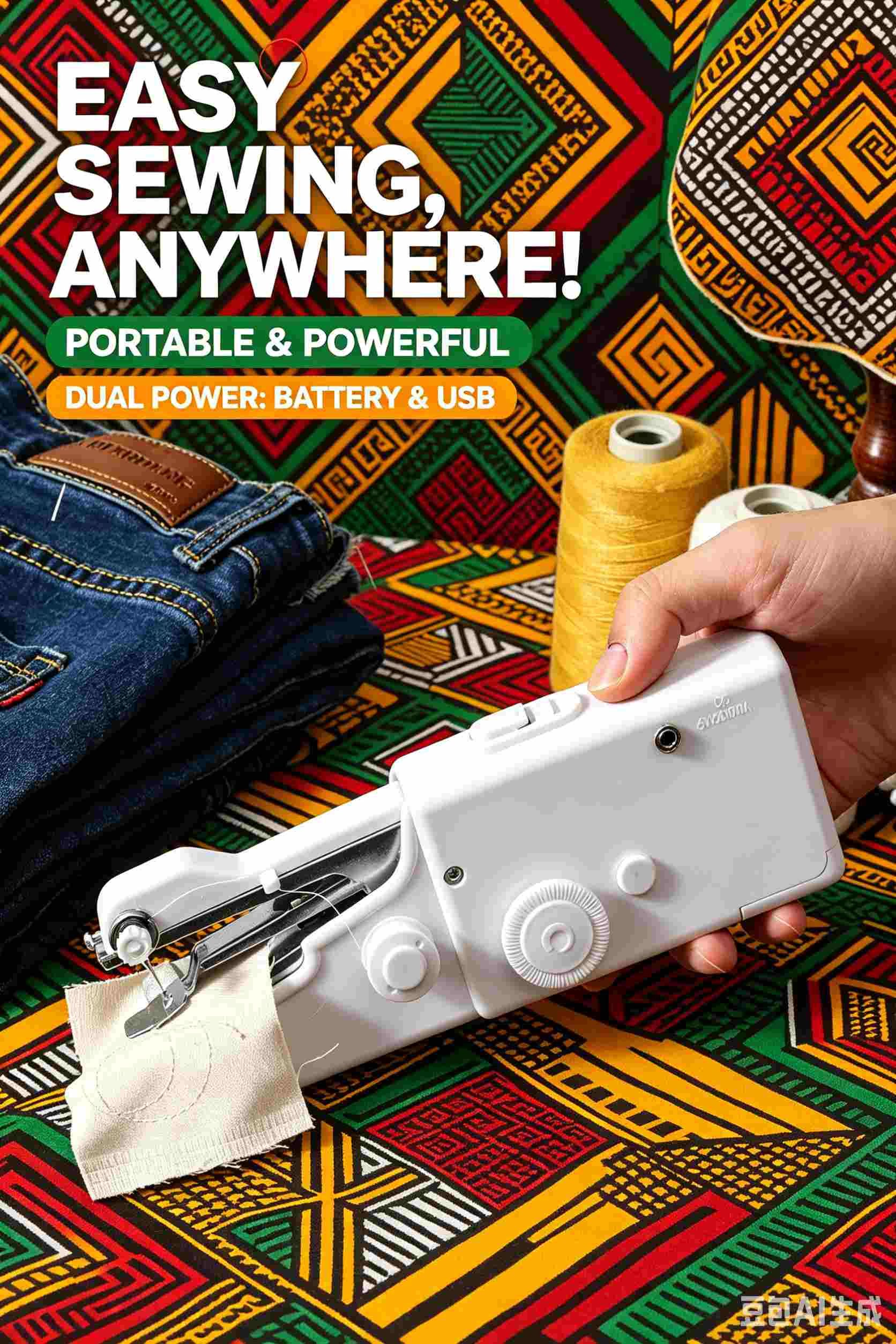 Handheld Electric Sewing Machine, Portable Mini Stitch Tool for Home Clothes Repair & DIY Craft, Battery & USB Dual Power Supply