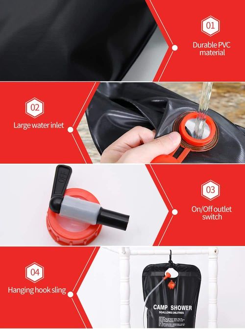 5 Gallon(20L) Portable Solar Outdoor Shower Bag