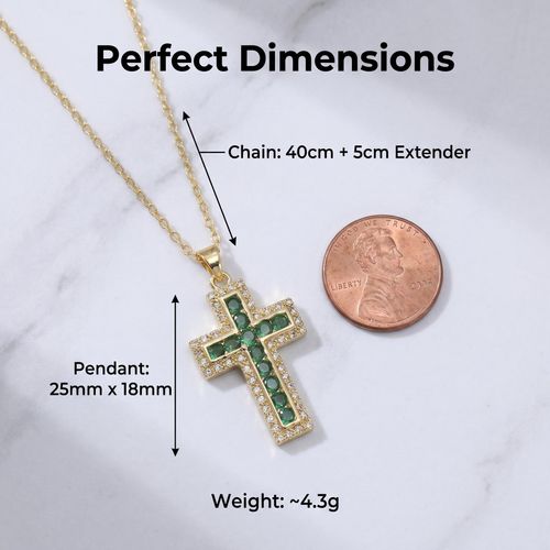Believers Essential | Jesus Cross Titanium Green Moissanite Necklace