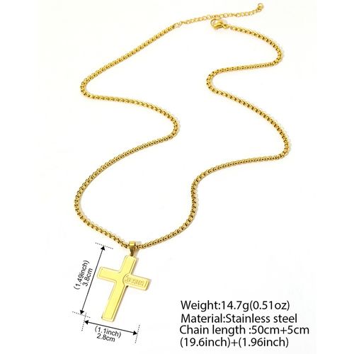 Holy Name Of Jesus Engraved Golden Cross Necklace