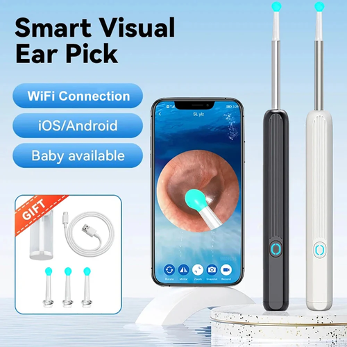 Earwax Removal Tool Kit with Camera - Portable 360° Wide Angle Ear Cleaner with Type-C Charging Function, Waterproof Endoscopic Ear Cleaning Tool for iPhone and Android Phones
