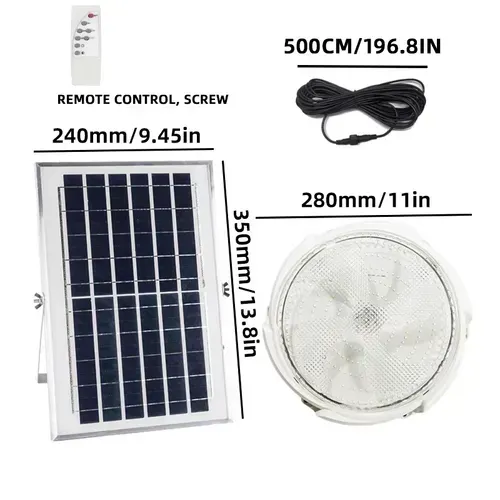 200W LED Solar Ceiling Lamp with High Lumen Brightness Long Life Indoor Rechargeable Remote Control for Living Highlight