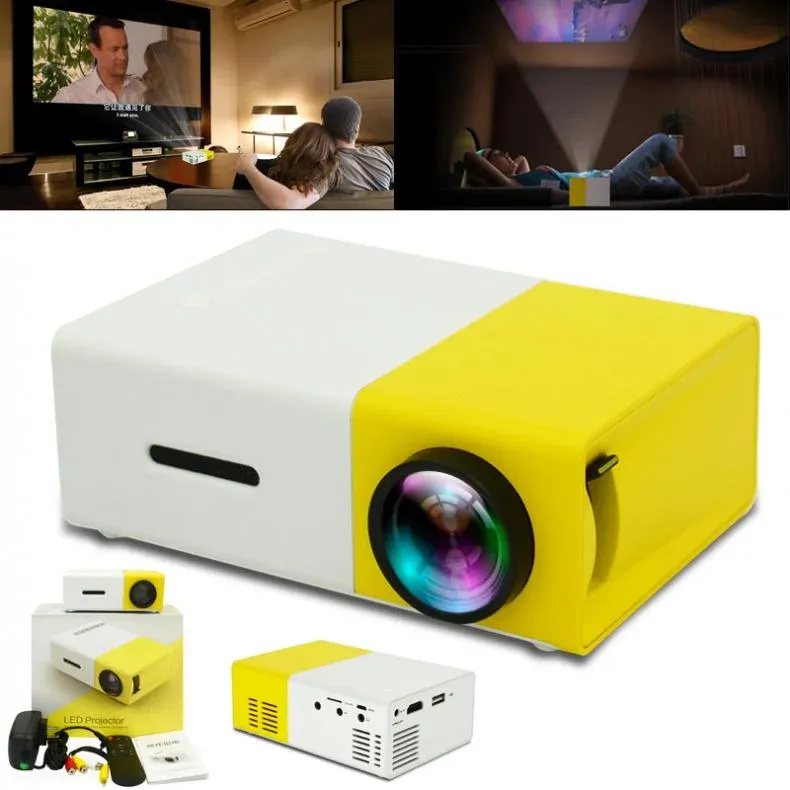 New Original YG300 LED Portable Projector 500LM 3.5mm Audio 320x240 Pixel HDMI USB Mini YG-300 Projector Home Media Player🔥