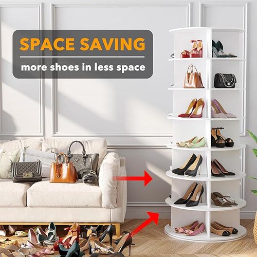 💖 7-Tier Rotating Shoe Rack Tower, Rotating Shoe Display Lazy Susan, Rotating 360 Degree Shoe