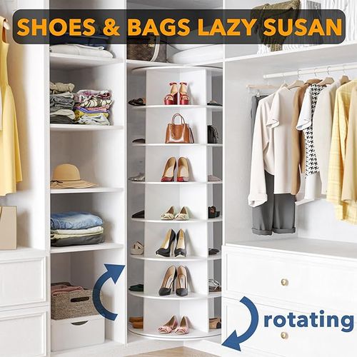 💖 7-Tier Rotating Shoe Rack Tower, Rotating Shoe Display Lazy Susan, Rotating 360 Degree Shoe
