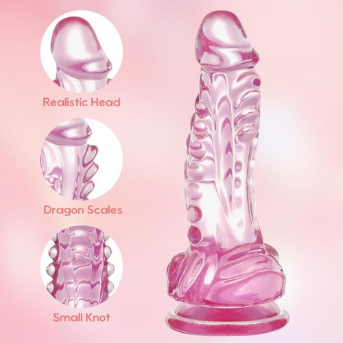Dragon Dildo,7.8 Inch Realistic G-spot Dildo Clear-Red Gradient with Barbs,Fantasy Dildo Adult Sex Toys for Women Men and Couples
