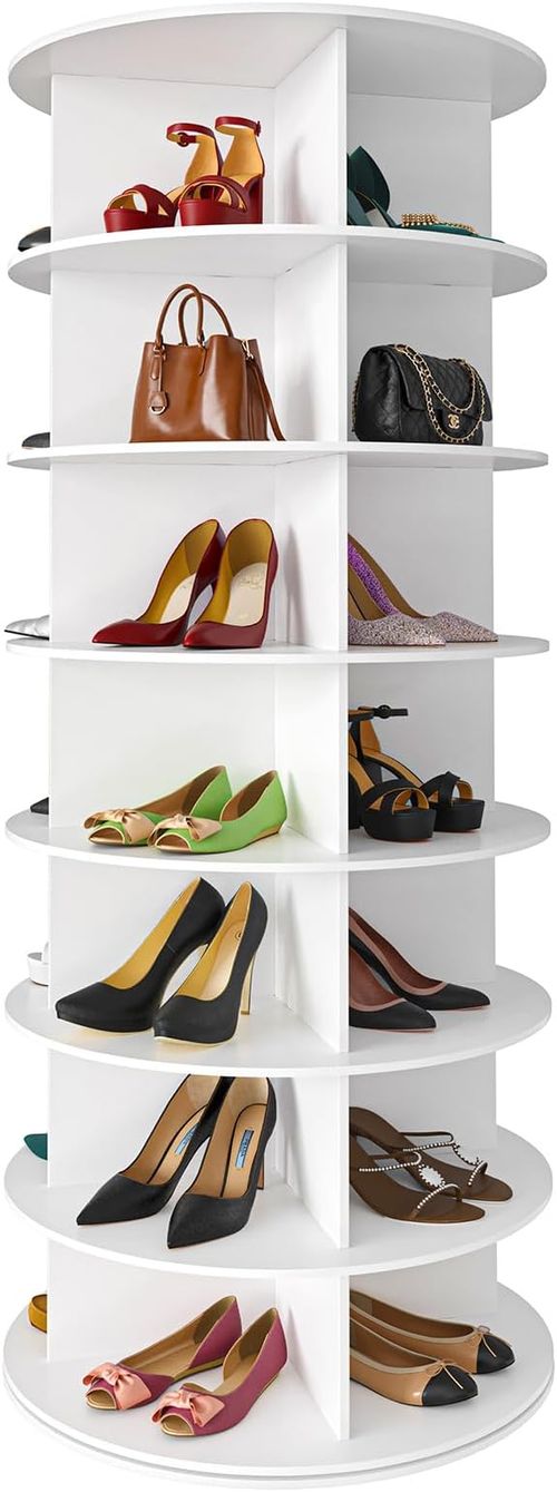 💖 7-Tier Rotating Shoe Rack Tower, Rotating Shoe Display Lazy Susan, Rotating 360 Degree Shoe