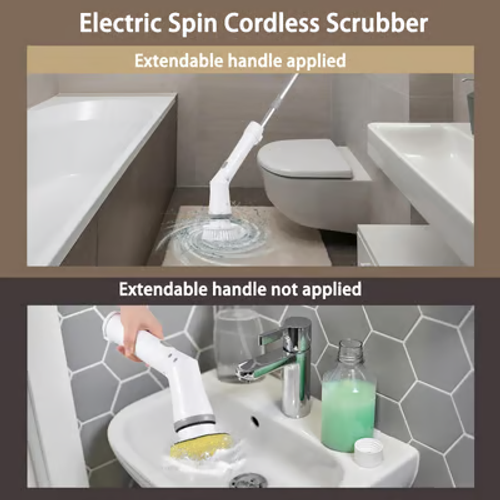 Transactioy®- Multifunction Electric Spin Cordless Scrubber with 6 Replaceable Brush Heads