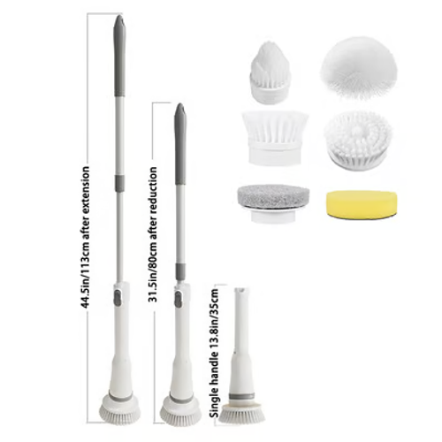 Transactioy®- Multifunction Electric Spin Cordless Scrubber with 6 Replaceable Brush Heads