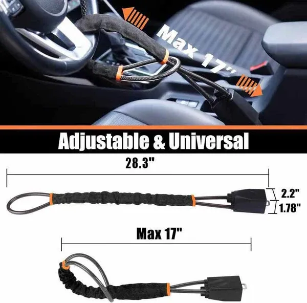 🔥Universal Steering Wheel Lock with Seat Belt Clip(Includes 2 Keys)🔥