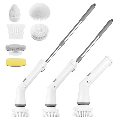 Transactioy®- Multifunction Electric Spin Cordless Scrubber with 6 Replaceable Brush Heads