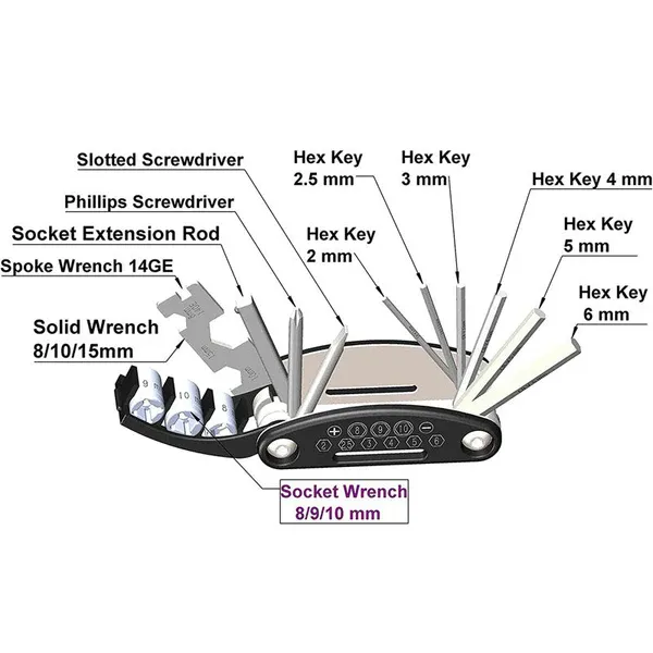 🔥16 in 1 key tool for bicycle repairs🔥