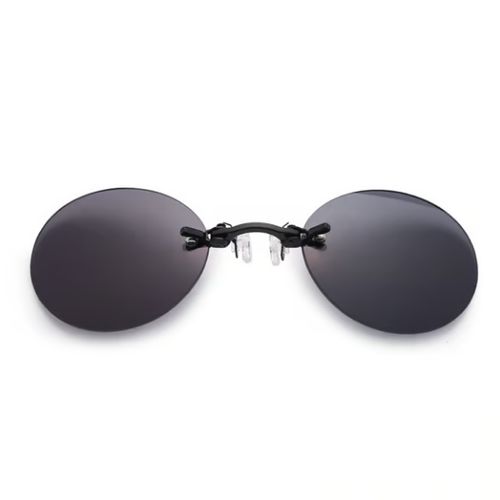 Ultralight Rimless Retro Round Clip On Nose Sunglasses