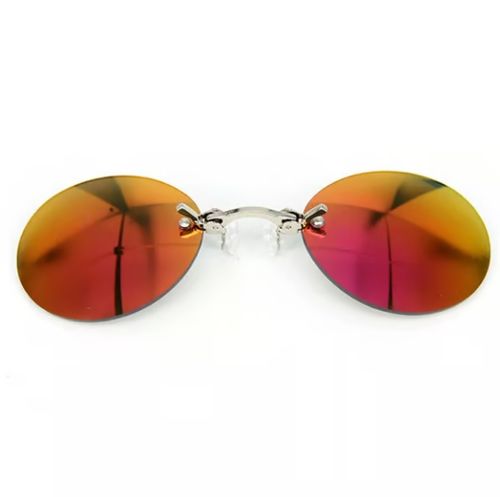 Ultralight Rimless Retro Round Clip On Nose Sunglasses