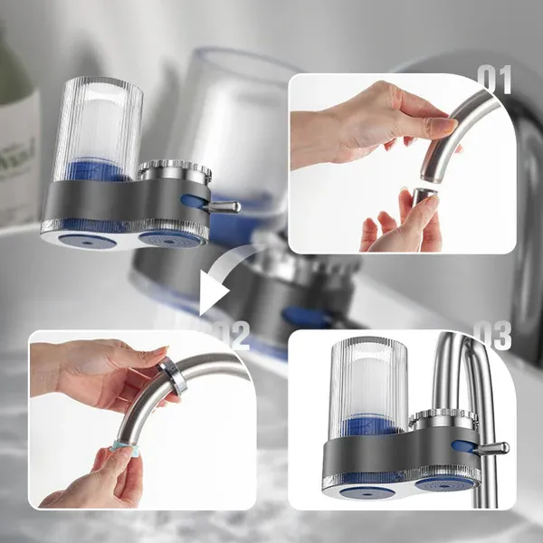 ✨💧Filter cartridge with adapter can be washed again and again faucet water purifier