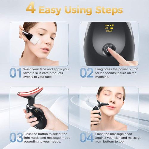 EMS Thermal Neck Lifting And Tighten Massager Electric Microcurrent Wrinkle Remover LED Photon Face Beauty Device For Woman
