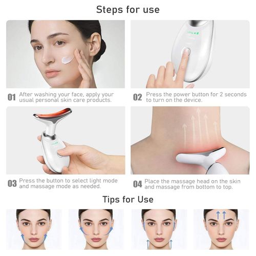 EMS Thermal Neck Lifting And Tighten Massager Electric Microcurrent Wrinkle Remover LED Photon Face Beauty Device For Woman