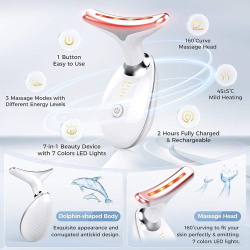 EMS Thermal Neck Lifting And Tighten Massager Electric Microcurrent Wrinkle Remover LED Photon Face Beauty Device For Woman