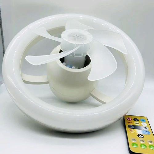 360 Rotating White LED Fan Light with 5 Blades and Remote Control Modern E27 Ceiling Fan Light for Bedroom Living Room