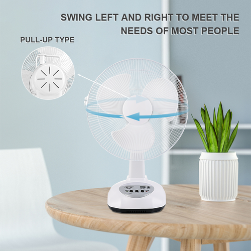 12Inch Rechargeable Table Fan DC Solar Fans Usb Charge Camping Solar Desk Fan With Led Light