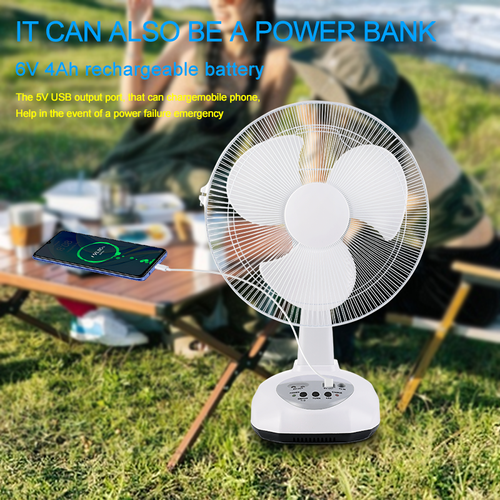 12Inch Rechargeable Table Fan DC Solar Fans Usb Charge Camping Solar Desk Fan With Led Light