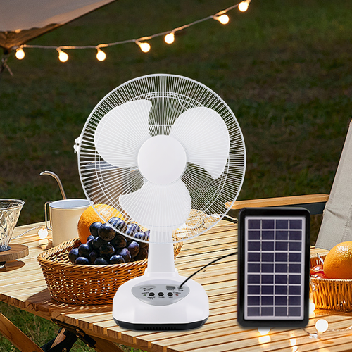 12Inch Rechargeable Table Fan DC Solar Fans Usb Charge Camping Solar Desk Fan With Led Light
