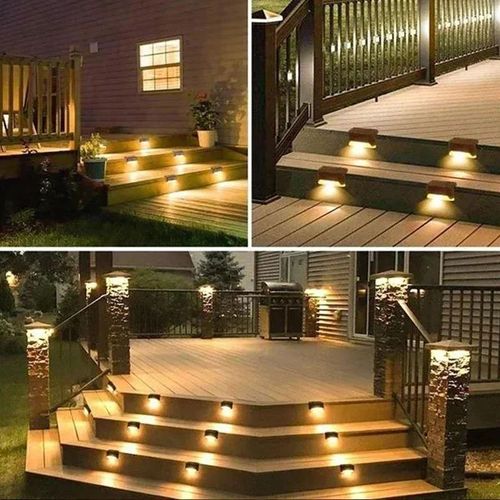 LED Solar Lamps Solar Step Light Outdoor Waterproof LED Solar Fence Wall Lamp Patio Stair Pathway Step Decor Lighting Fence Lamp