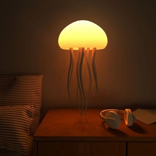2025 Full-Color Gradient Jellyfish Lamp LED Ambient Night Light with Sound-Activated Animation Built-in Battery for Room Usage