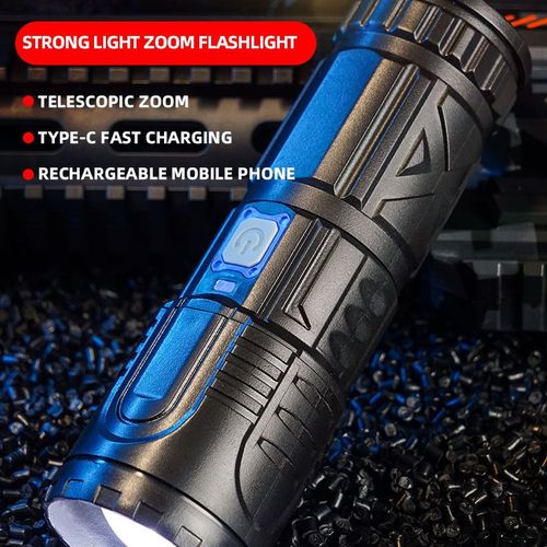 Hot 3000m Long-Range Telescopic Zoom USB Rechargeable Built In Battery Tail Warning Light LED Torch Light Tactical Flashlight