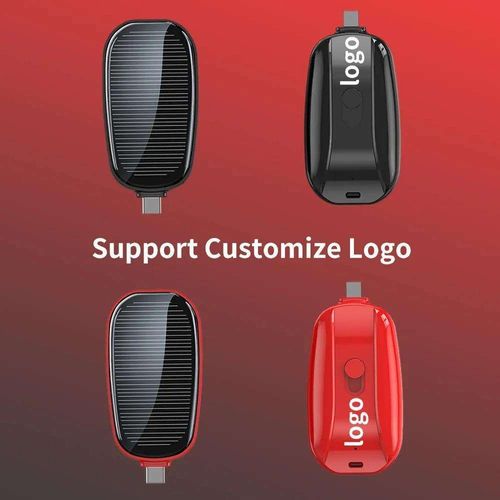 Mini Solar Keychain Power Bank 1200 mAh Solar Pocket Chargerfor Iphone Type C Power Bank