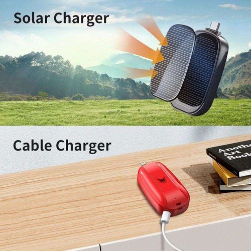 Mini Solar Keychain Power Bank 1200 mAh Solar Pocket Chargerfor Iphone Type C Power Bank