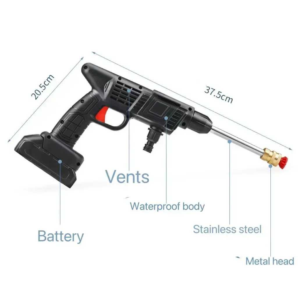 Cordless portable high pressure spray water gun