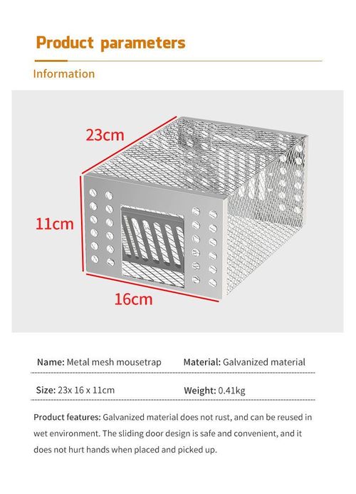 Reusable galvanized automatic door closing mousetrap, non-toxic and harmless, suitable for indoor and outdoor warehouses, garages and restaurants
