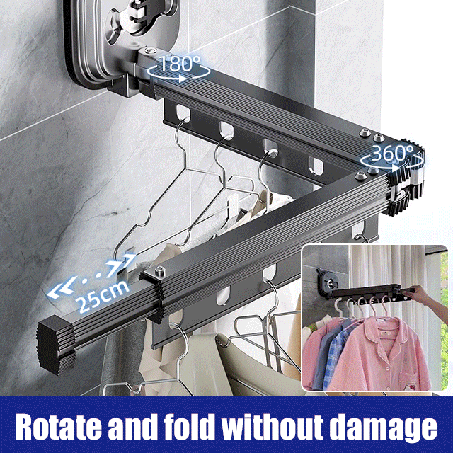 Ready to use ! Suction Cup Wall Mount Folding Clothes Drying Rack