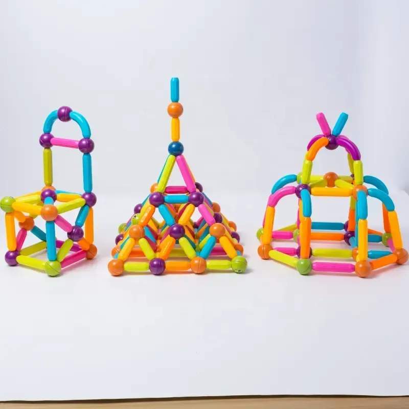 Magnetic Building Blocks Transparent Magnetic 3D Building Blocks 84 Pieces Children's Educational Toys (With Storage Box)