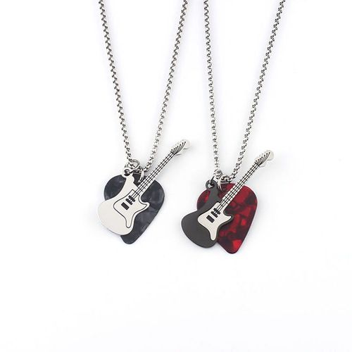 Rock Guitar Pick Necklace Perfect Gift for Guitarists & Music Fans ,Stainless Steel Pendant And Necklace